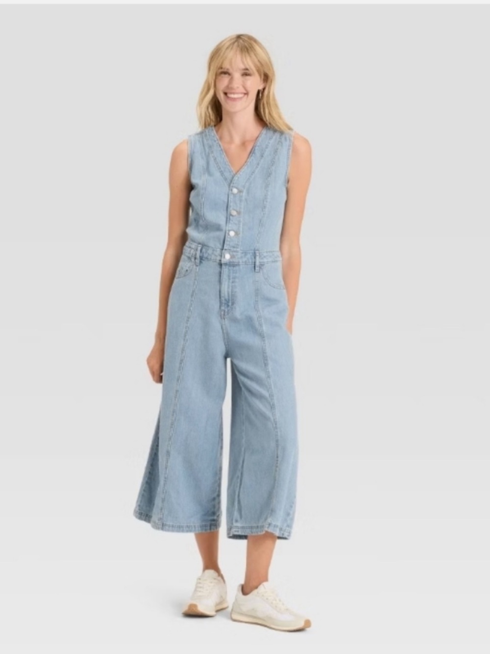 Women’s Cropped Denim Jumpsuit